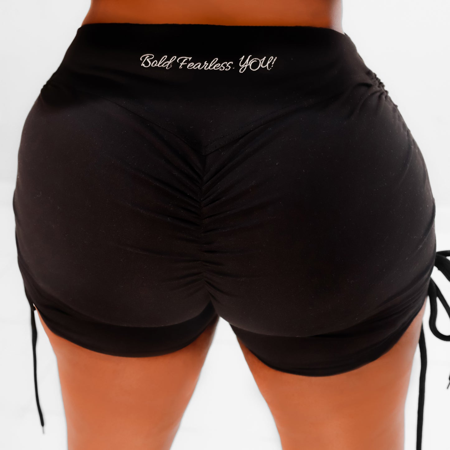 Crush Women's Black auJ’ye Drawstring Two Piece Shorts and Sports Bra