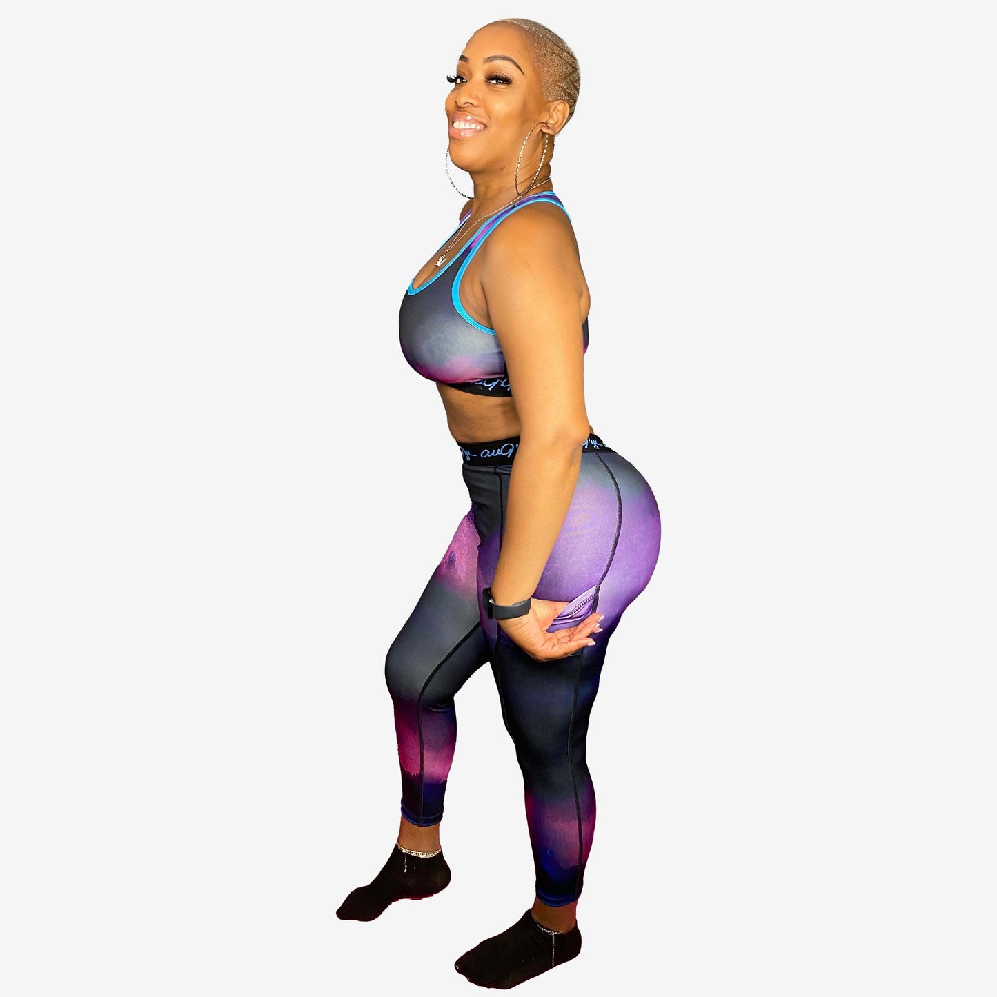One Miami Women's Fusion Color Sports Bra and Leggings Two Piece Set